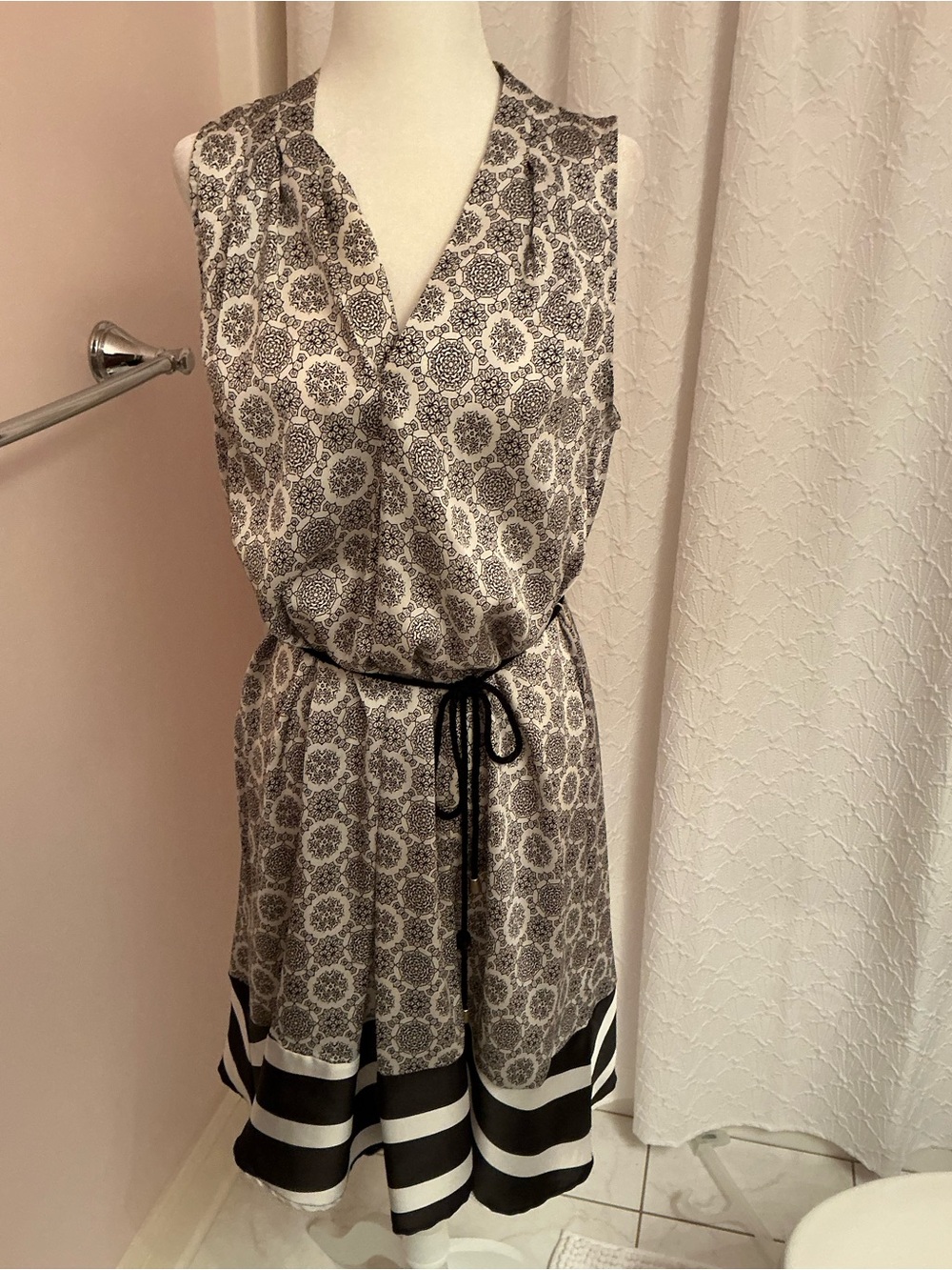 Peter Som Black & White Printed Sleeveless Dress